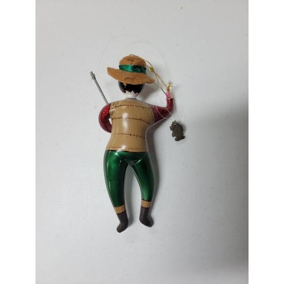 Vintage Fisherman Ornament Plastic Hand Painted 7" Christmas Holiday - Picture 2 of 4